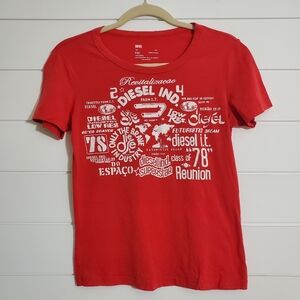 Diesel Vintage original Logo Red T-shirt  Size‎ L , 100%Cotton